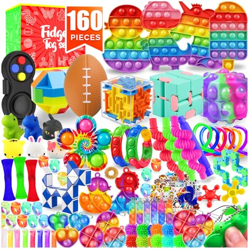 Fidget Toys, 160 Pack Party Favors for Kids 8-12 4-8, Sensory Toys Bulk Autism Autistic, Treasure Box Toys for...