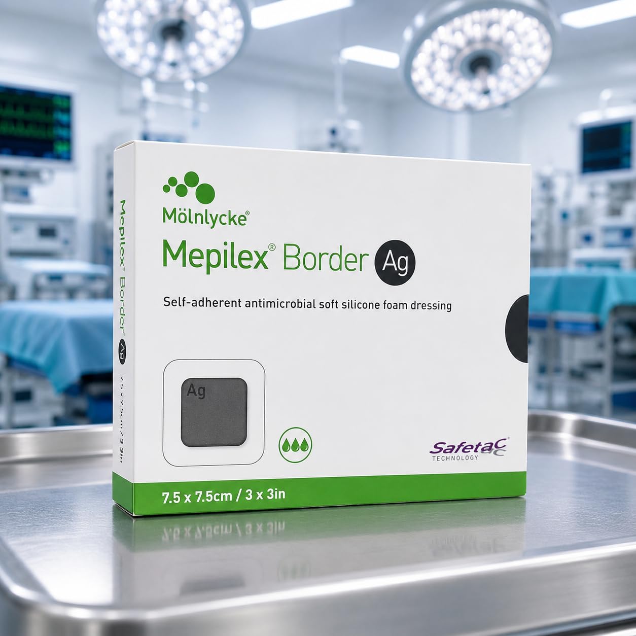 Border Ag 7.5 x 7.5 cm Self-adherent antimicrobial soft silicone foam dressing & AG Foams Medical Dressing-image-36