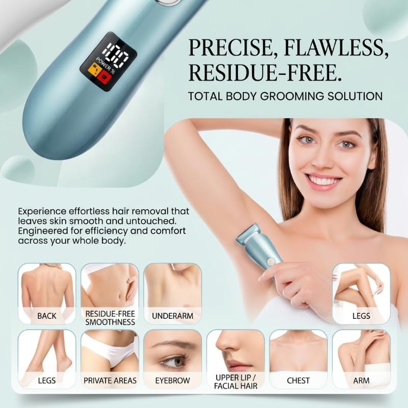 Women's 7-in-1 Electric Shaver with LED Light, Dual-Action Trimmer & Foil System, Waterproof Full-Body Hair Remover for Face Underarms Legs Bikini, Cordless Rechargeable Lady Grooming Kit