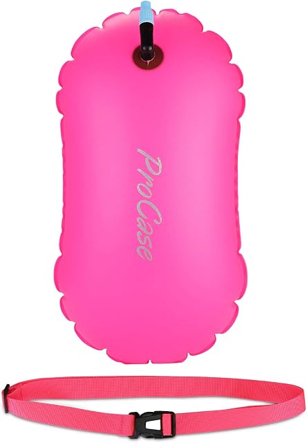 ProCase Swim Buoy, Highly Visible Ultralight Swim Bubble Safety Buoy Tow Float with Adjustable Waist Belt for Open Water Swimmers, Triathletes, Kayakers, Snorkelers, Safe Swim Training