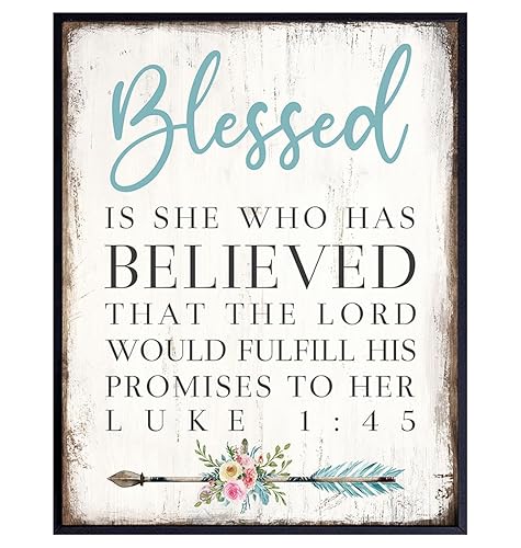 Miniatura 1 de Inspirational Bible Verse Wall Art 11x14 - Motivational Bible Verses Wall Decor for Women - Blessed Is She Religious Art Print - spiritual Gifts for