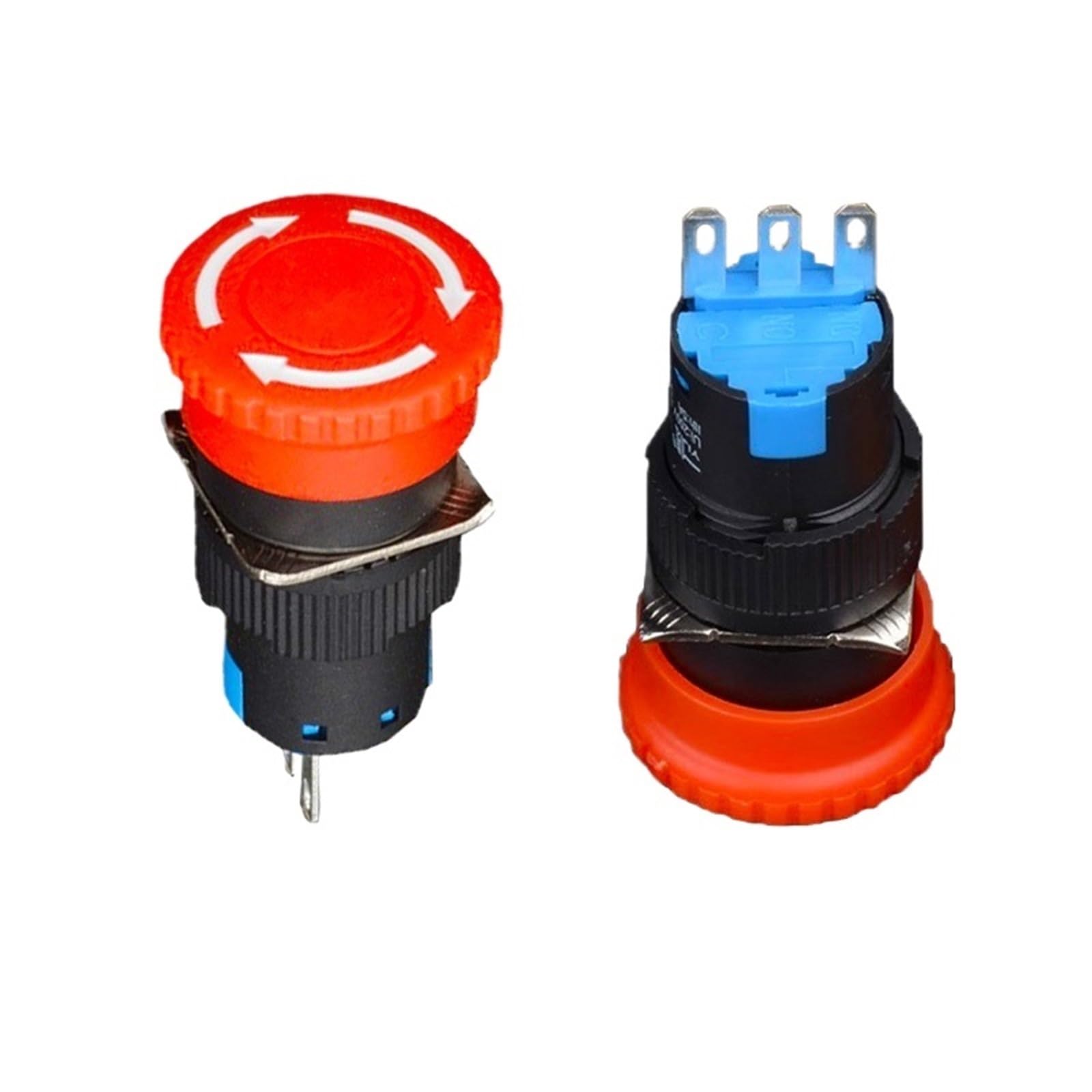 Lot de 5 boutons poussoirs d'arrêt d'urgence à verrouillage, trous de montage de 16 mm, tête grande/petite, YJ-LA16-11ZS-A(LA16-11ZS)