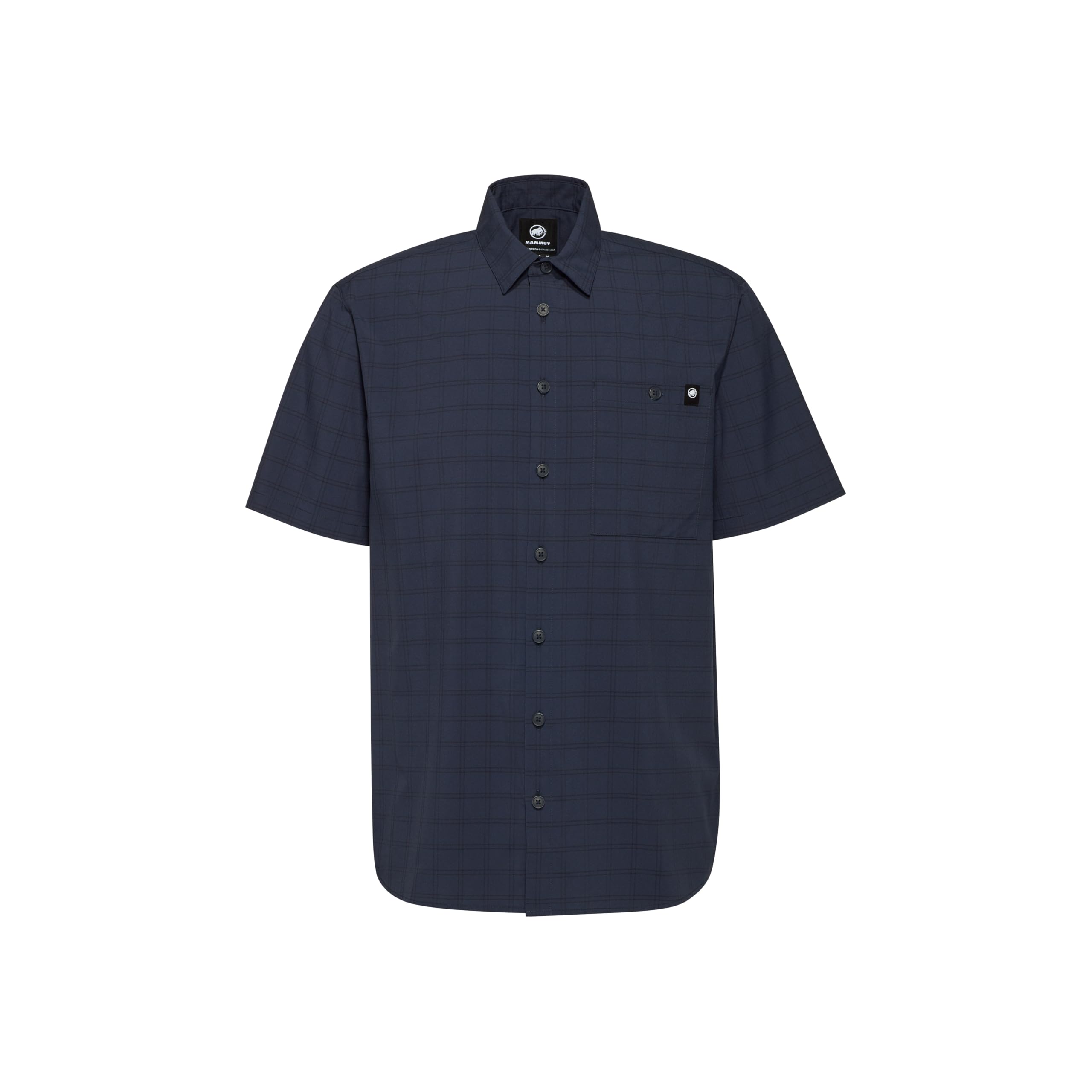 Mammut Lenni Shirt Men – Koszula Trekkingowa Męska | Krótki Rękaw, Ochrona UV, Szybkoschnąca i Oddychająca | Rozmiar XL, Granatowy-czarny