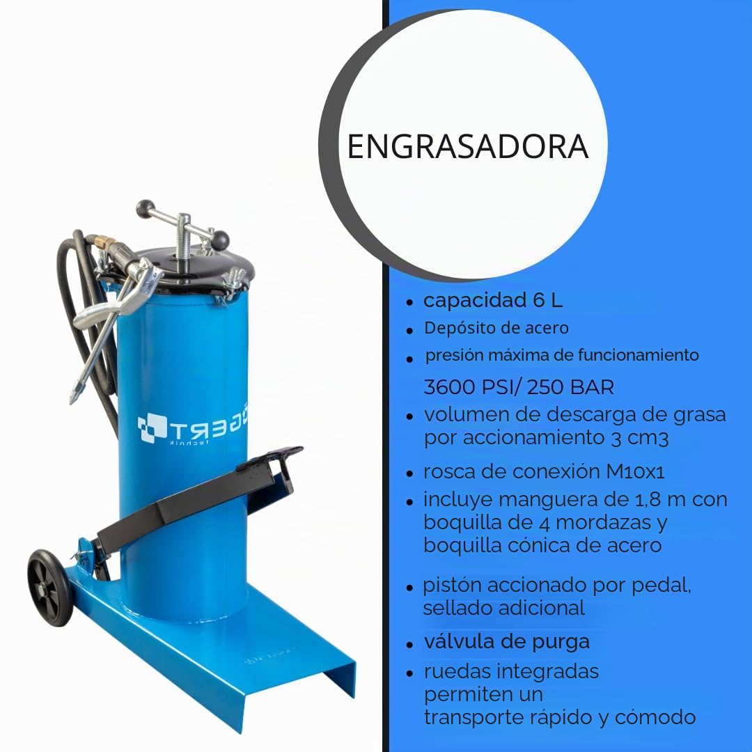 Högert Technik HT8G912 - Pistola de grasa para pies (capacidad de 6 L)
