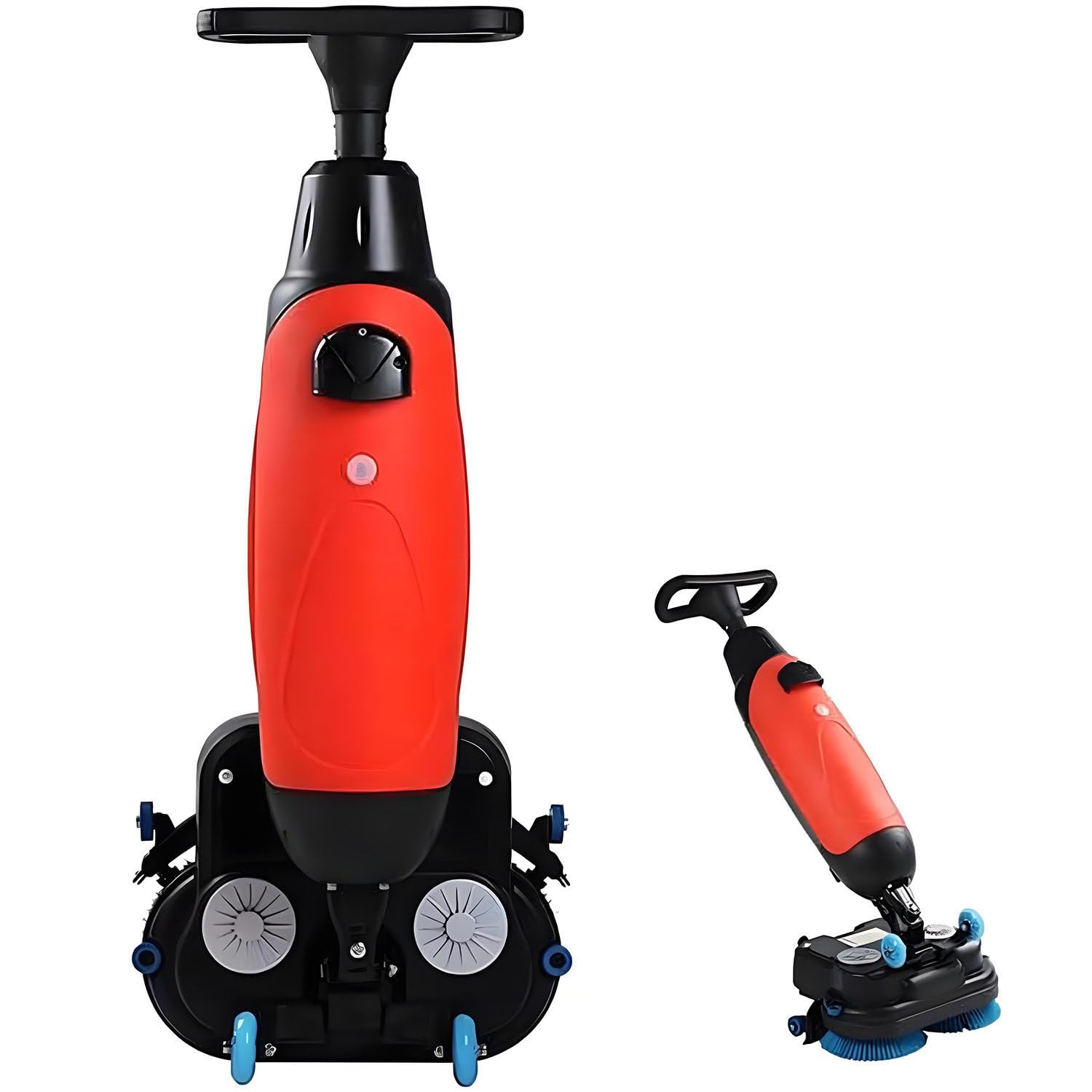 JozyJul Commercial Floor Scrubber Machine, Mini Floor Machine with 17" Cleaning Width, Rotary Double Brushes 360° Rotating Head Cleaning Capacity 13000 Sqft/H Red