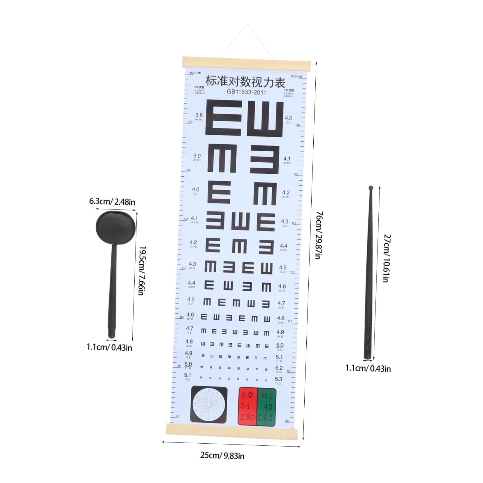 FOMIYES Family-Friendly Eye Chart Set 3-in-1 Vision Test Chart Myopia Detection Tool Eye Exam Tools Optometry Equipment