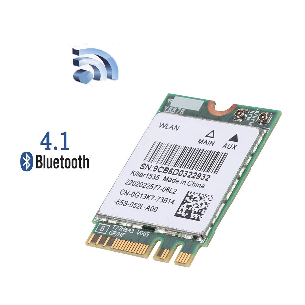 Annadue Scheda di Rete Wireless da Gioco, per Killer Wireless-AC 1535 Dual Band (2,4 GHz e 5 GHz) 802.11ac NGFF M.2 867 Mbps Scheda di Rete Bluetooth 4.1