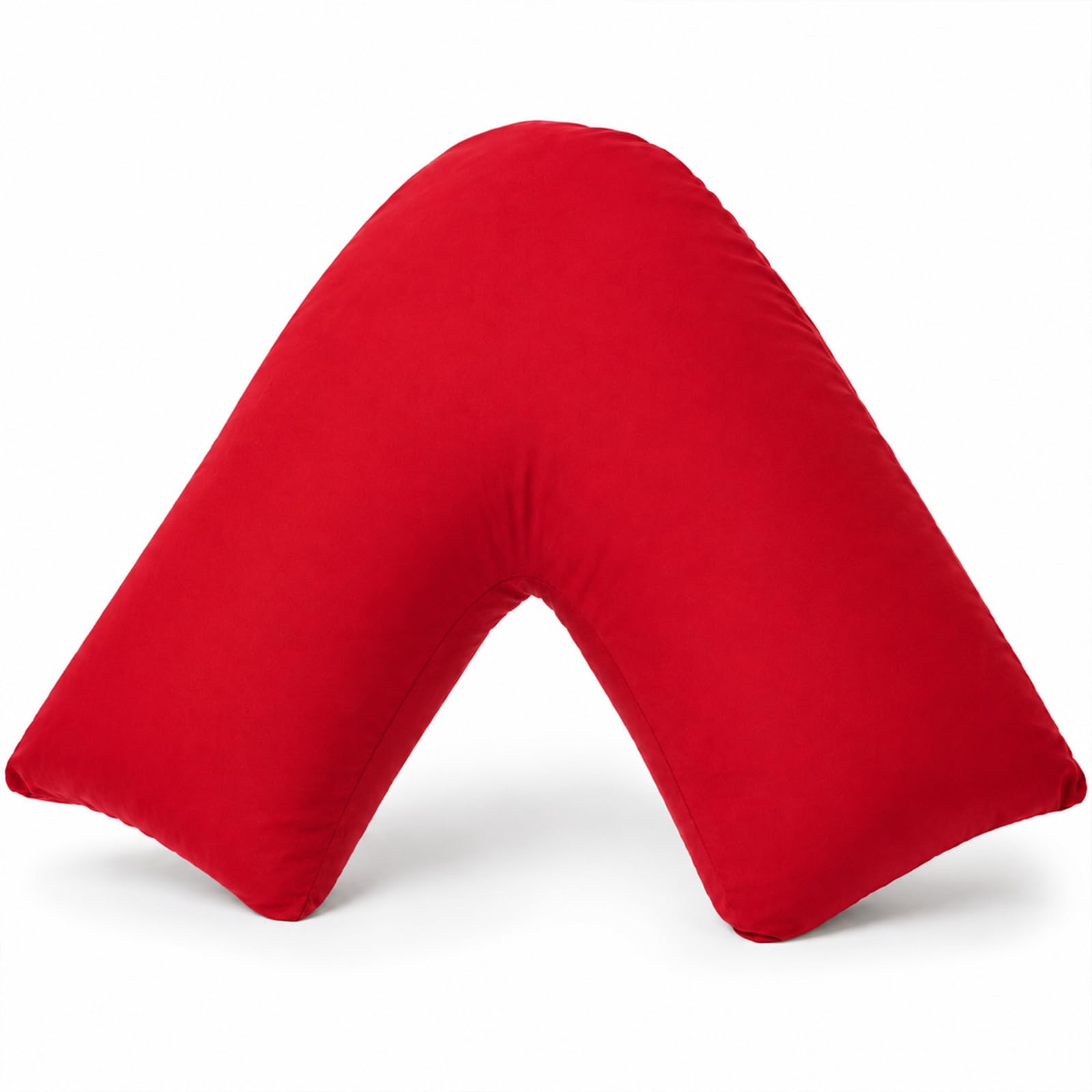 EDS Orthopaedic V Shaped Pillow with Washable Pillowcase Support Pillow for Neck Back & Shoulders Hollowfibre Filled V Pillow for Sleeping Reading Pregnancy & Nursing (70 x 35 cm) (Red)