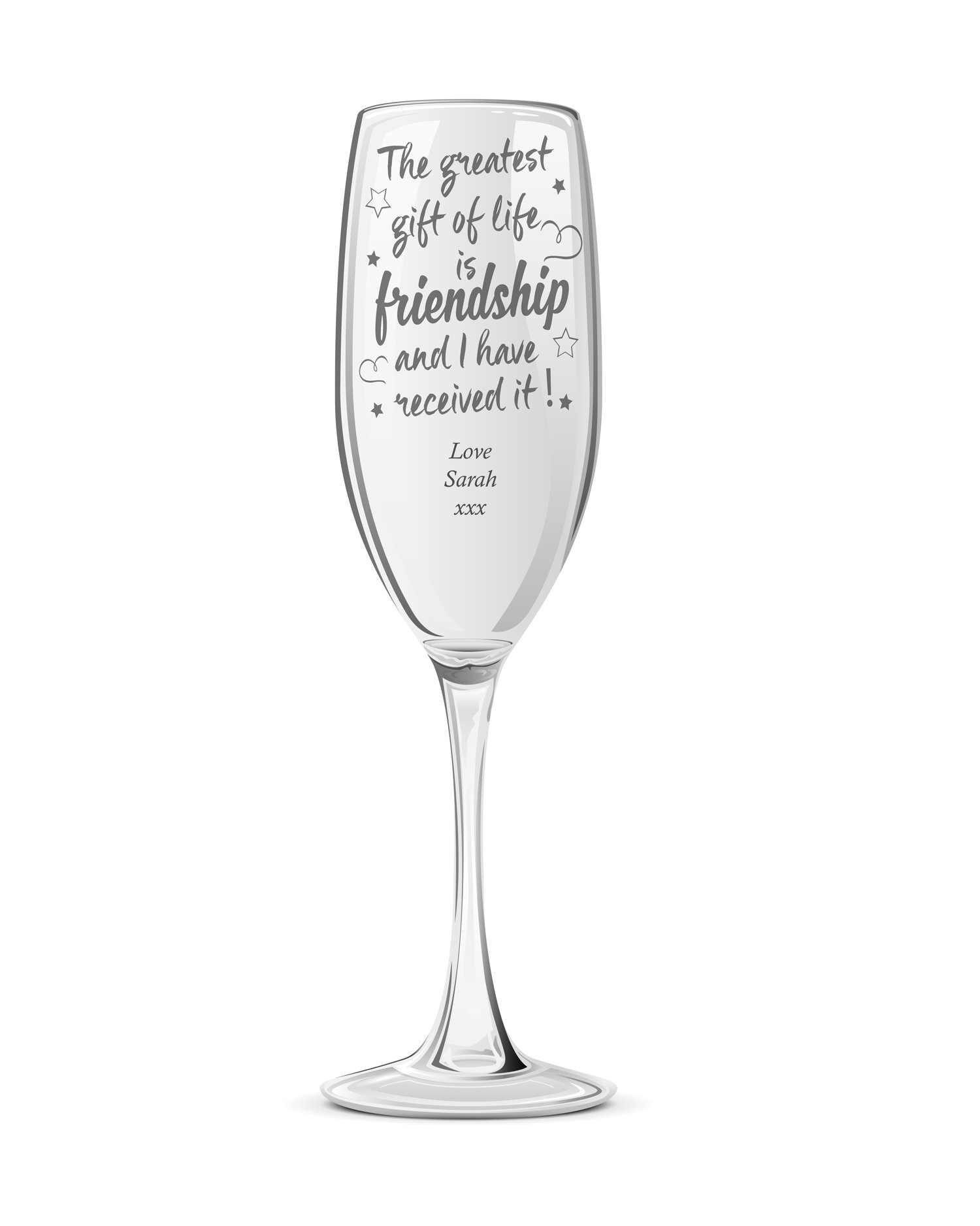 Ukgiftstoreonline Transparent Friends Greatest Gift Personalised Engraved Champagne Prosecco Glass