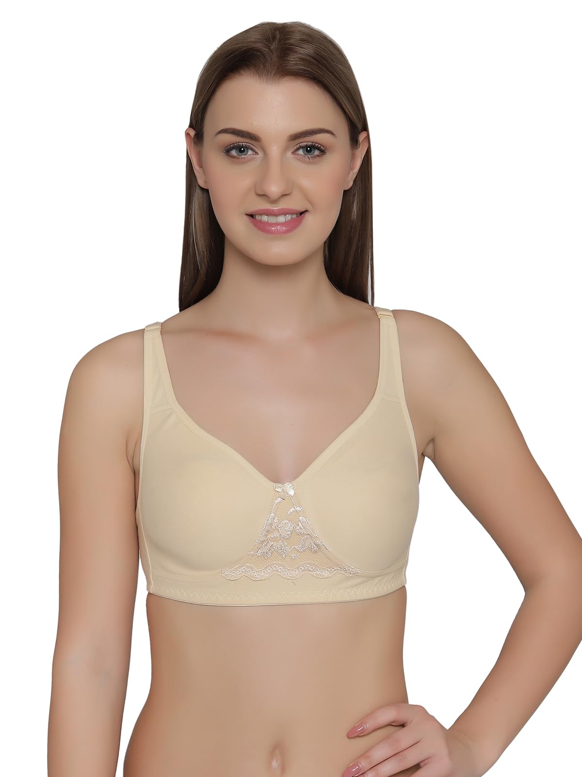 clovia Women's Double Layered Non-Wired Full Coverage T-Shirt Bra in Nude - Cotton Rich_BR1214P24_Beige_38D-picture-28
