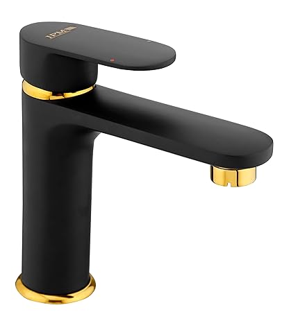 IPM BATH FITTINGS SINGLE LEVER BASIN MIXER MATT BLACK GOLD