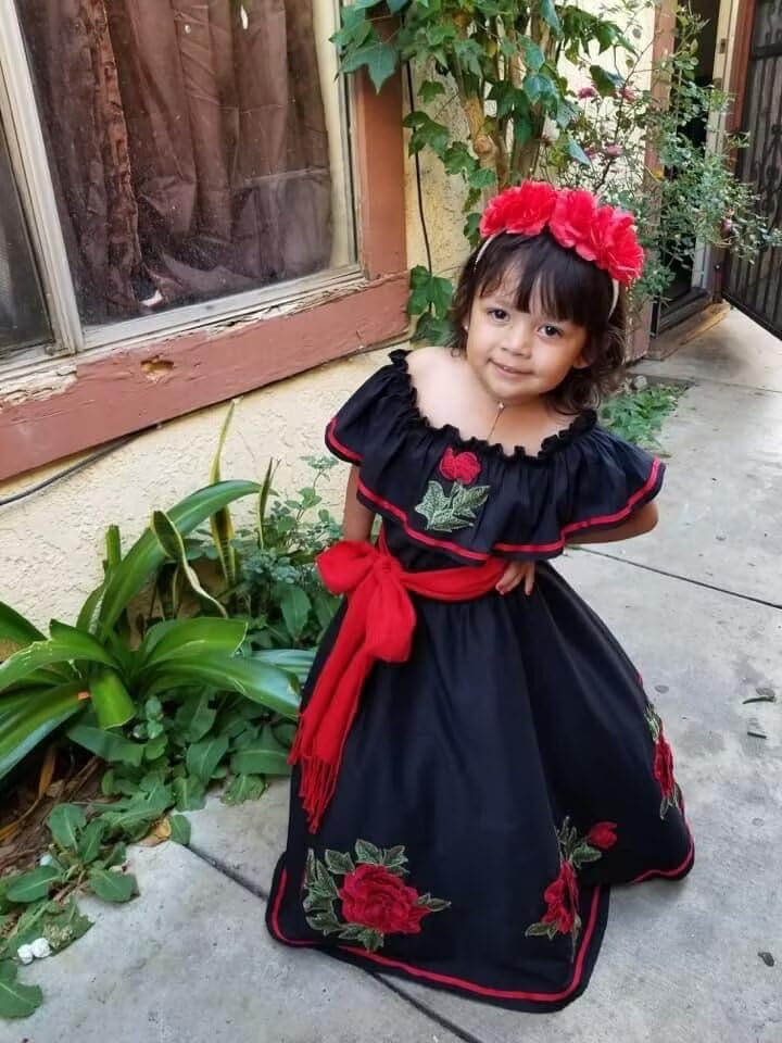 Flower Embroidered Mexican Mini Quinceanera Dresses for Little Girls Pageant Ball Gown Dress Off Shoulder3