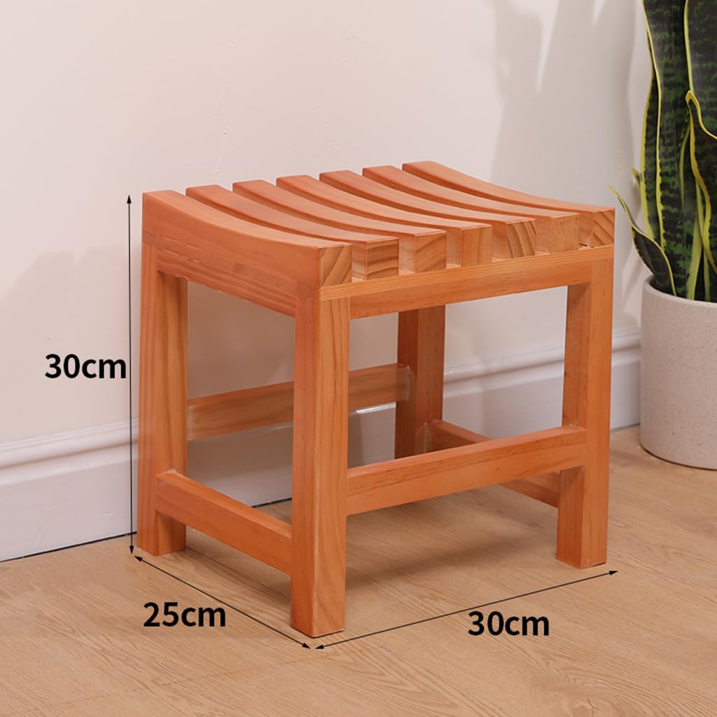 Taburete de baño de madera, asiento de ducha antideslizante e impermeable, cambiador acolchado natural para sala de estar, dormitorio, pasillo, ideal para seguridad y comodidad