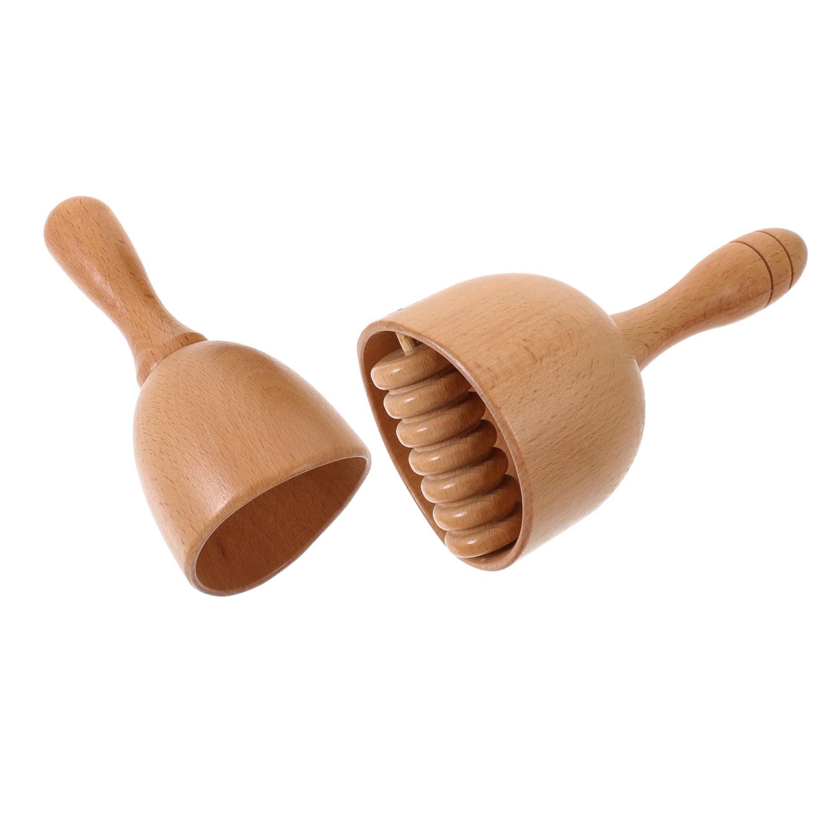 VALICLUD Rodillos de Masaje de Madera 2 Piezas Taza de Masajeador Manual Pequeño Antideslizante para Espalda y Músculos Uso Casero Gimnasio y Viaje Cuidado Corporal Relajación Profunda