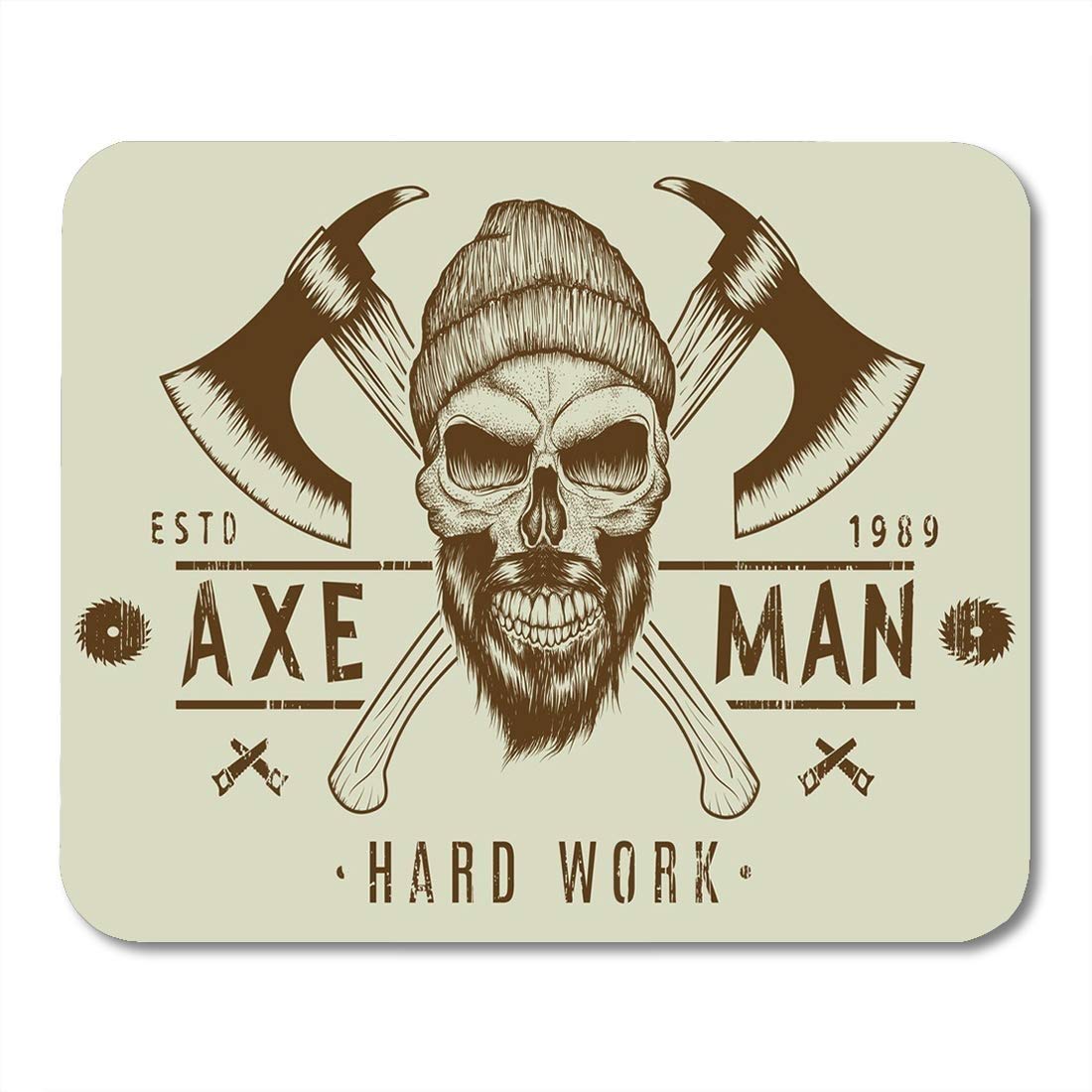 YENDOSTEENYENDOSTEEN Yanteng Mouse Pads Mouse Pads Woodsman Badge Lumberjack Bearded Skull Two Axes Hipster Axeman Mouse Pad for notebooks, Desktop Computers mats