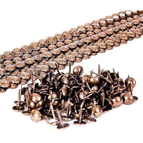 10 bandes de clous tapissier or vieilli 9,5mm lentille fer + 180 clous Cover