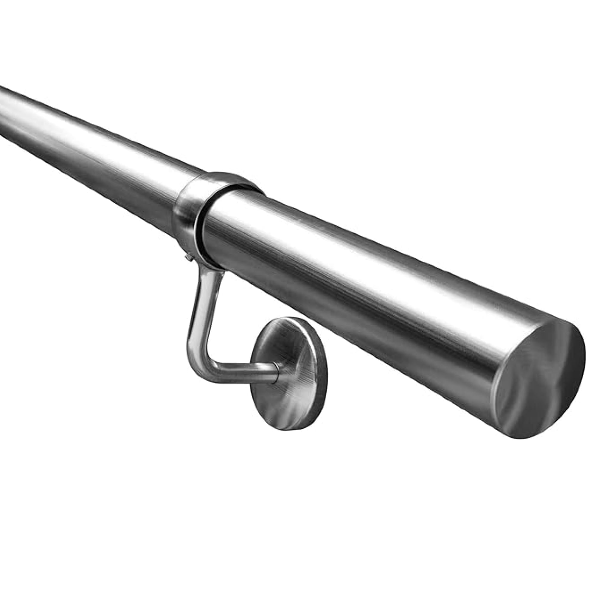 – EAI Handrails for Stairs | Banister Hand Rail 3600mm | for Indoor Staircase Brushed Chrome | Kit with 3 Rails & 4 Handrail Brackets