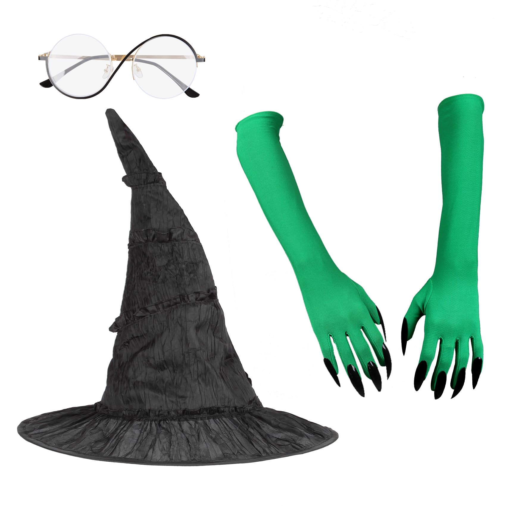 Set De Sombrero Y Gafas De Bruja Malvada – Accesorios Cosplay Elphaba, Ideal Para Halloween Y Fiestas