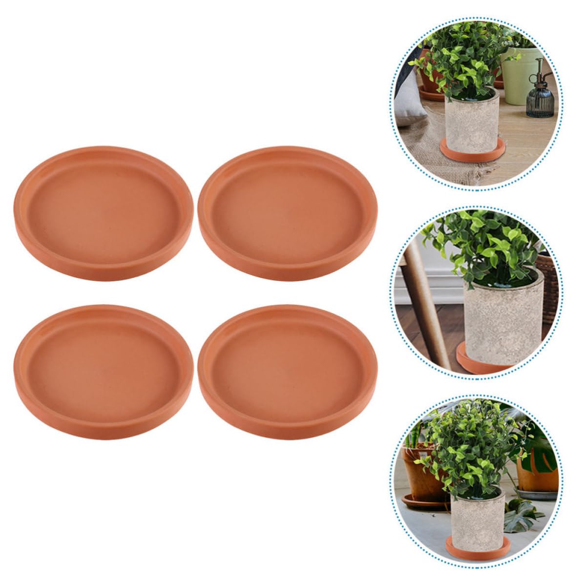 Alipis 4 Stück Runder Terrakotta Untersetzer aus Argil 18cm für Pflanzgefäße mit Wasserablauf und Stabilem Stand für Zimmerpflanzen und Blumentöpfe