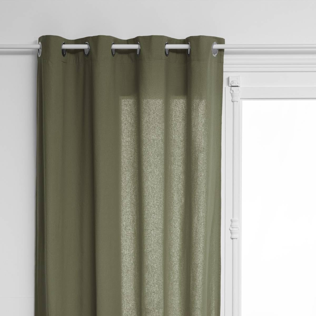 Rideau à œillets en Coton Vert Kaki 135 x 240 cm - Atmosphera