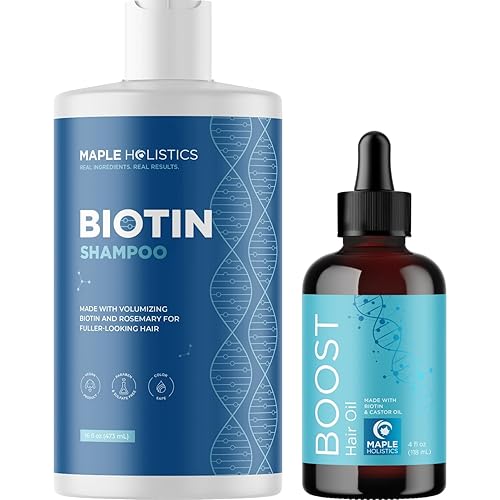 Champú de biotina vegana y aceite de biotina para el cabello, champú grande para engrosar el cabello y suero de biotina para el crecimiento del