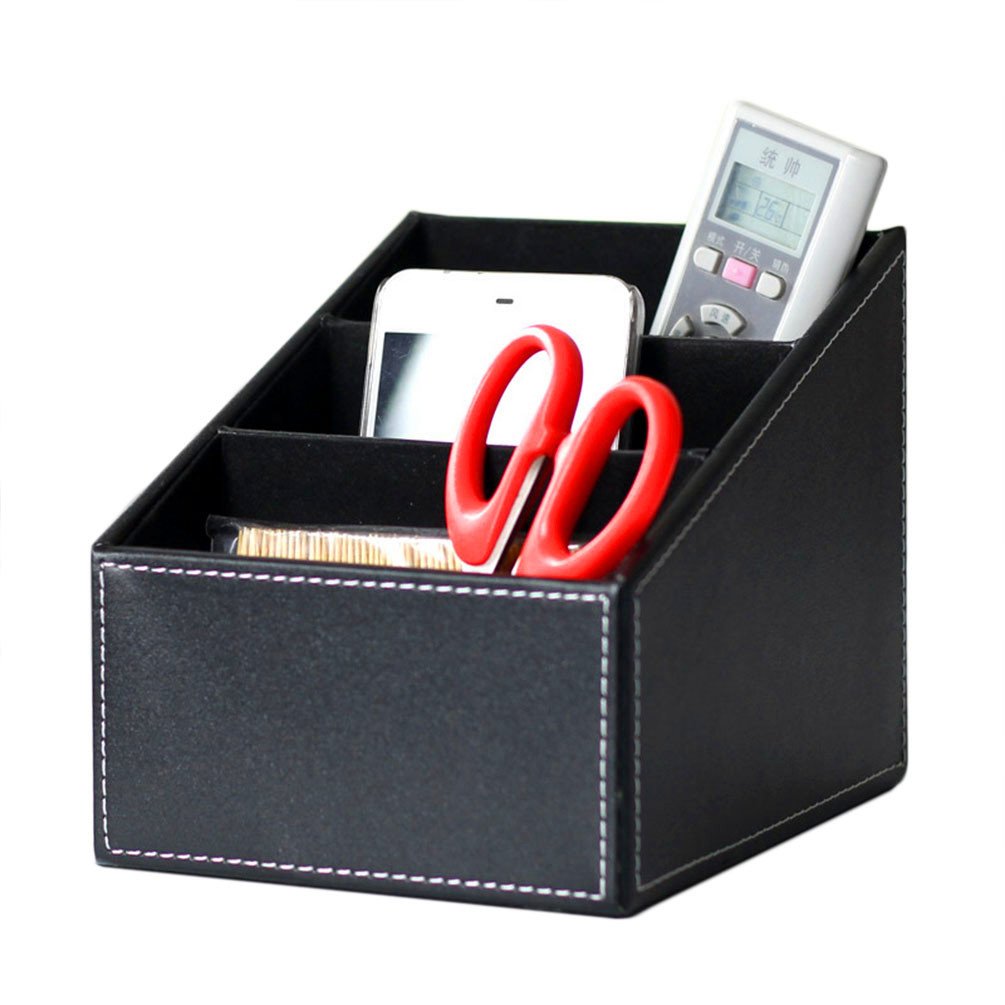 Medifier Elegant Leather Desk Stationery Organizer,Multi-function Desk Storage Box for Pen/Pencil,Cell phone