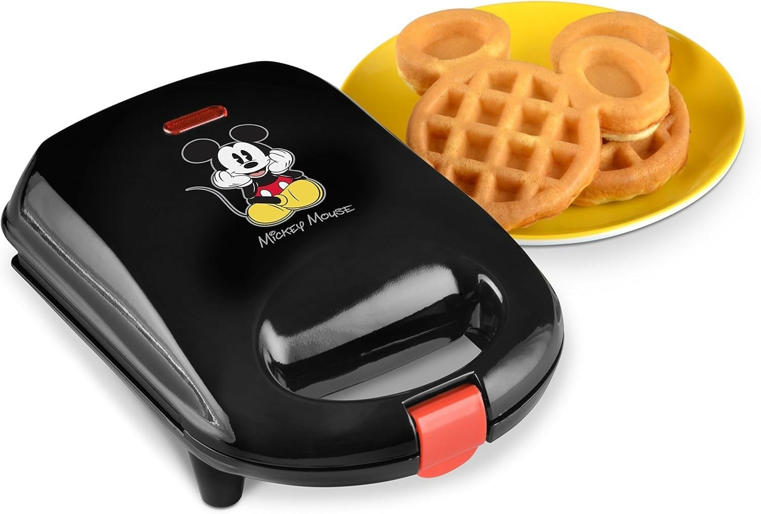 Disney Mickey Mouse Mini Waffle Maker by Select Brands - Cooks Cute Mickey Mouse Waffles - With Nonstick Coating & Non-Skid Feet - Includes Manual