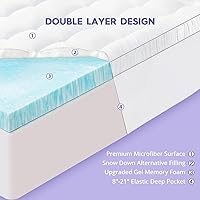 Vista 2 de ABENE Cubrecolchón de Espuma Viscoelástica de Doble Capa Tamaño Completo de 3 Pulgadas, Espuma Viscoelástica de Gel de 2 Pulgadas más Cubrecolchón