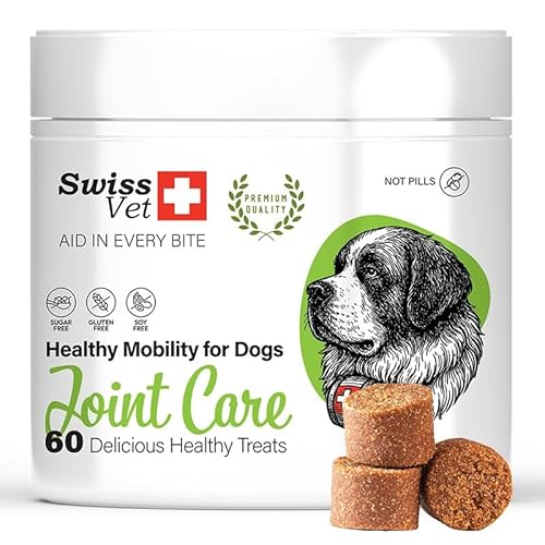 SwissVet Snack voor Honden - Met Glucosamine, MSM, Collageen, Chondroïtine en Vitaminen C en E - Natuurlijke Voedingssupplement voor gewrichten en botten, zacht en smakelijk - 60 stuks