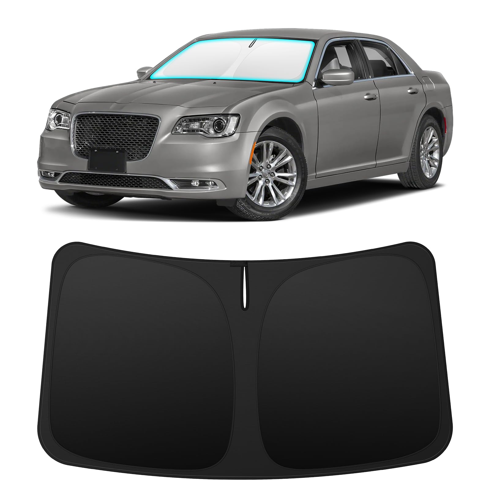 INSAUTO Custom Fit Windshield Sun Shade for Chrysler 300/300C 2011-2023 | Foldable Front Window Sunshade Car Accessories, UV & Heat Reflector, Keeps Interior Cool, Includes Storage Bag