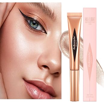 Contour Beauty Stick Liquid Face Concealer Contouring/Highlighter/Blush Stick with Pillow Applicator Long-Lasting Shimmer Silky Cream Contour Stick #03 Highlighter Stick