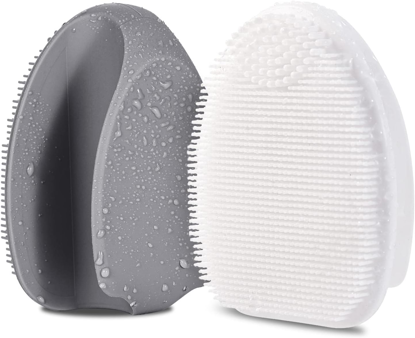 HieerBus Silicone Face Scrubber,Manual Exfoliating Brush,Handheld Facial Cleansing Brush for Women Men-Blackhead Removing Pore Cleansing Massaging for Sensitive, Delicate, Dry Skin (3rd-Grey+White) : Everything Else