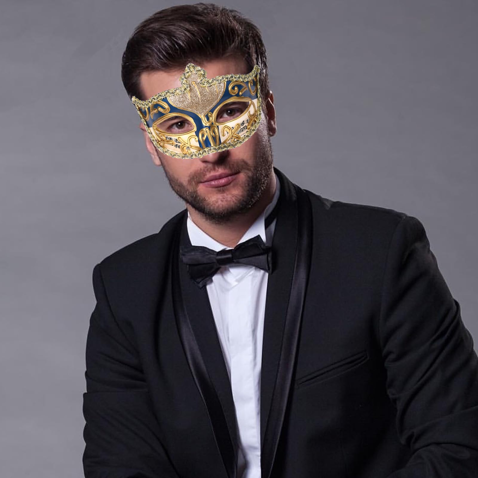 JewelryWe - Męska maska operowa, Wenecka maska karnawałowa, akcesoria do cosplayu Halloween Party