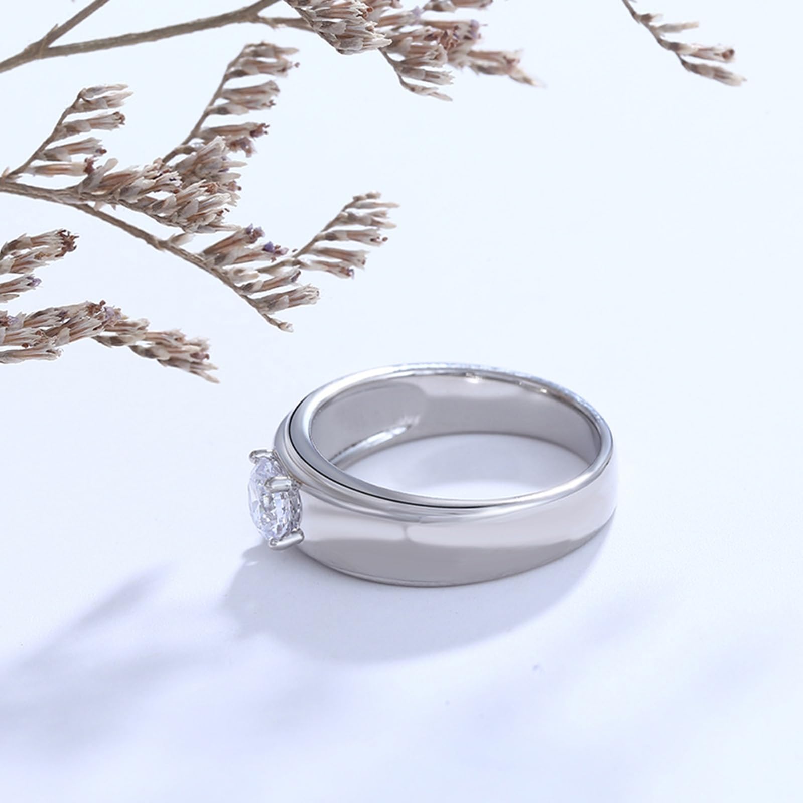 Anelli Matrimonio, Anello di Fidanzamento da 6MM Solitaire per Donne con Moissanite in 9K 14K 18K Oro Bianco da Donna