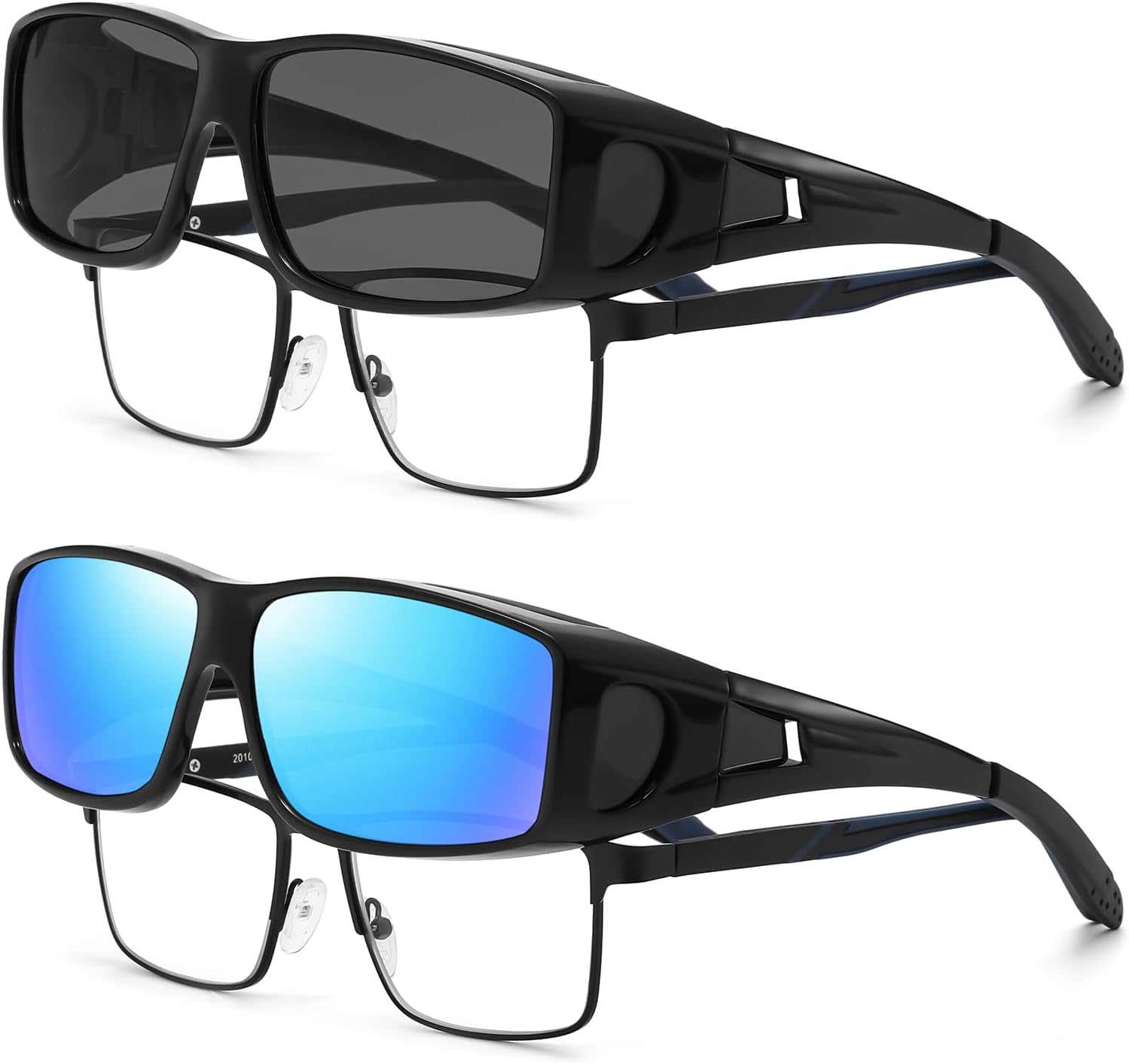 Polarized Fit Over Glasses Sunglasses for Men Women Driving Square Wrap Around Shades UV Protection Sun Eyewear PT2006