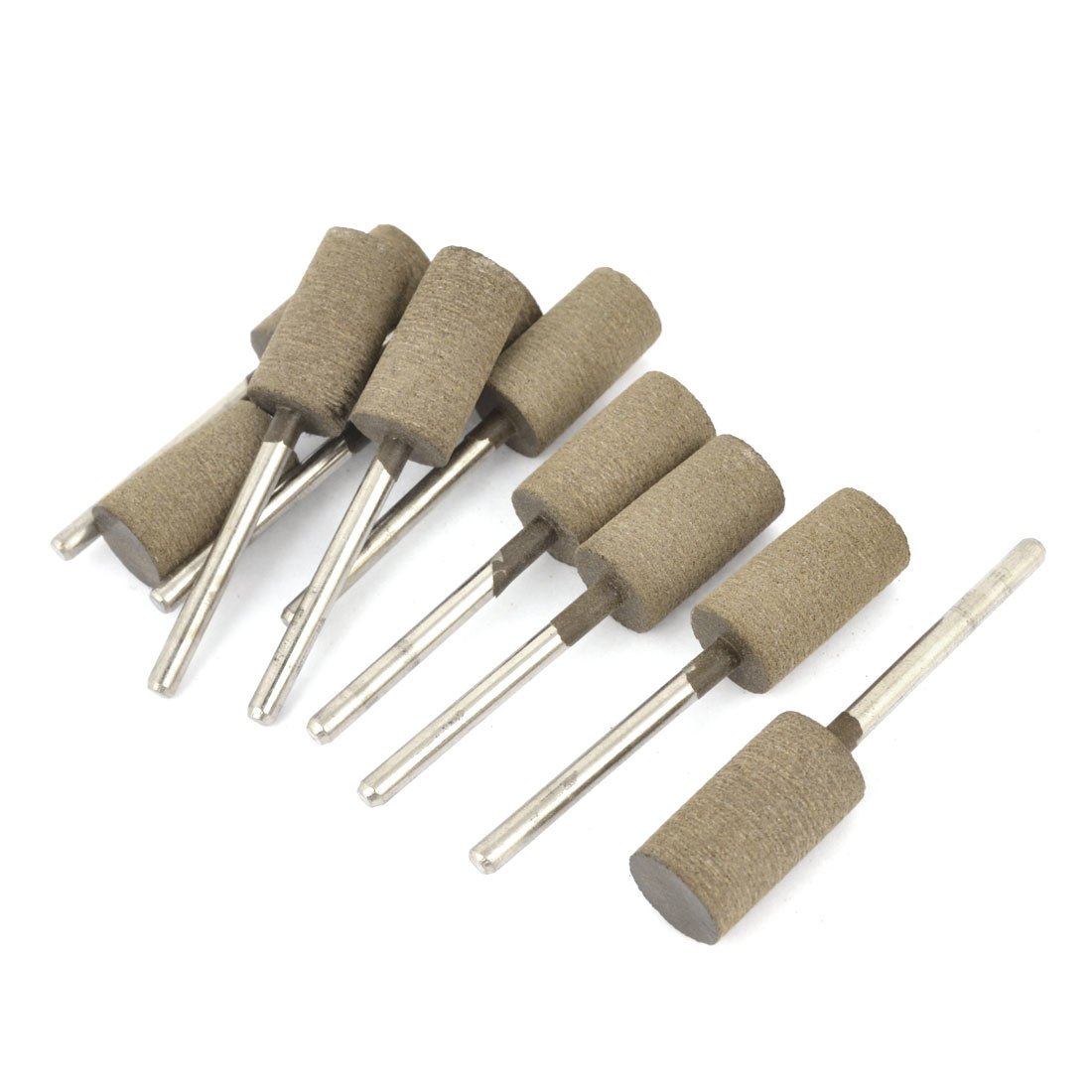 Aexit 10 Pcs Dark Khaki Silver Tone Alloy Drill Hole Cow Leather Cylinderical Mounted Grinding Point Abrasive Sanding Sharpening Tool 3mm x 10mm x 19mm (7405120ea3cae16890893c1de761ac84)