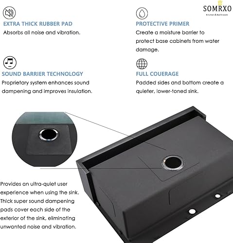 Miniatura 7 de Fregadero de acero inoxidable negro de 30 pulgadas, estación de trabajo, fregadero de cocina de acero inoxidable negro de 30 x 22 pulgadas, repisa