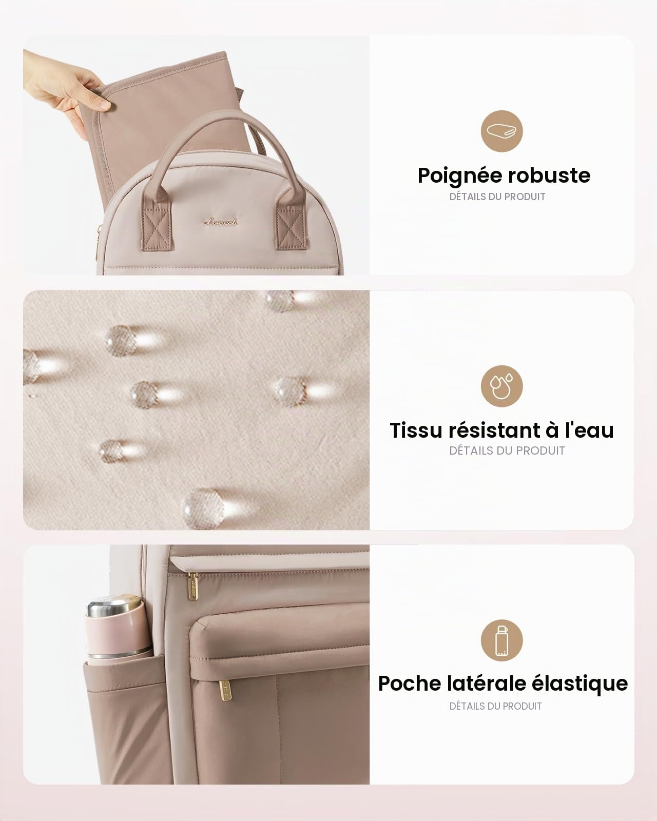 LOVEVOOK Sac à dos à langer léger avec matelas à langer