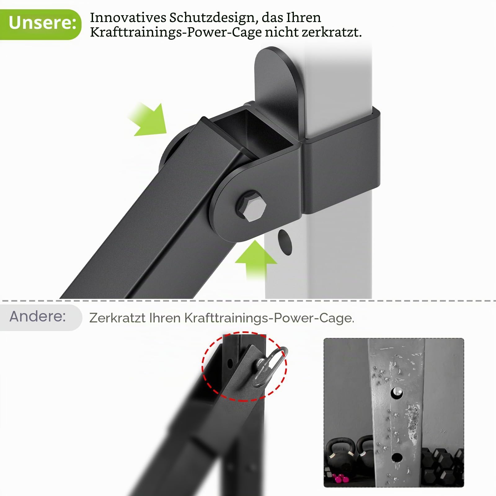 Kipika Belt Squat Lever Arm Attachment for 2„ x 2“ and 3„ x 3“ Square Tube Power Cages - Landmine Attachment for Strength Training - Kompatibel mit 1„ und 2“ Hantelscheiben