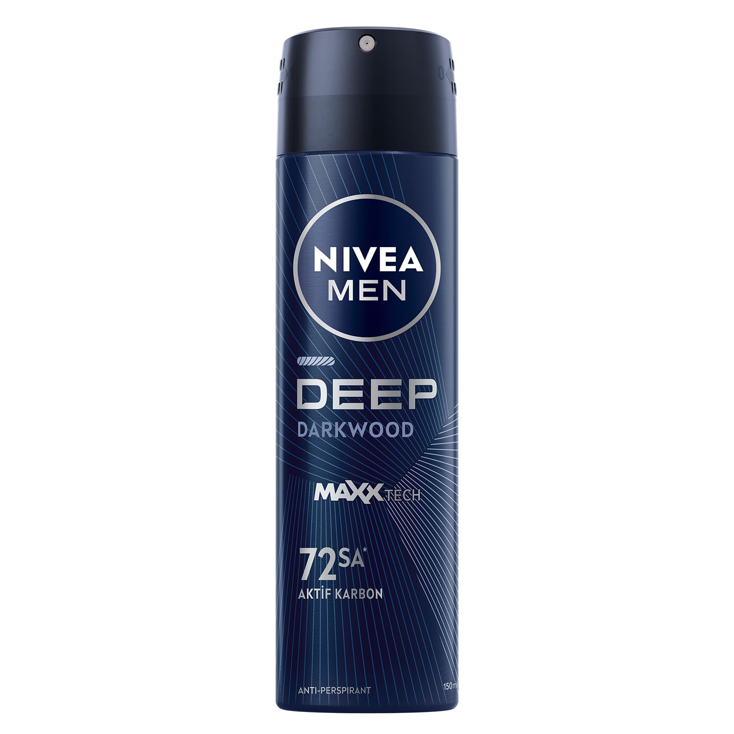 NIVEA MEN Erkek Sprey Deodorant Deep Darkwood 150ml, 72 Saat Anti-Perspirant Ter ve Ter Kokusuna Karşı Koruma, Maskülen Koku,Aktif Karbon