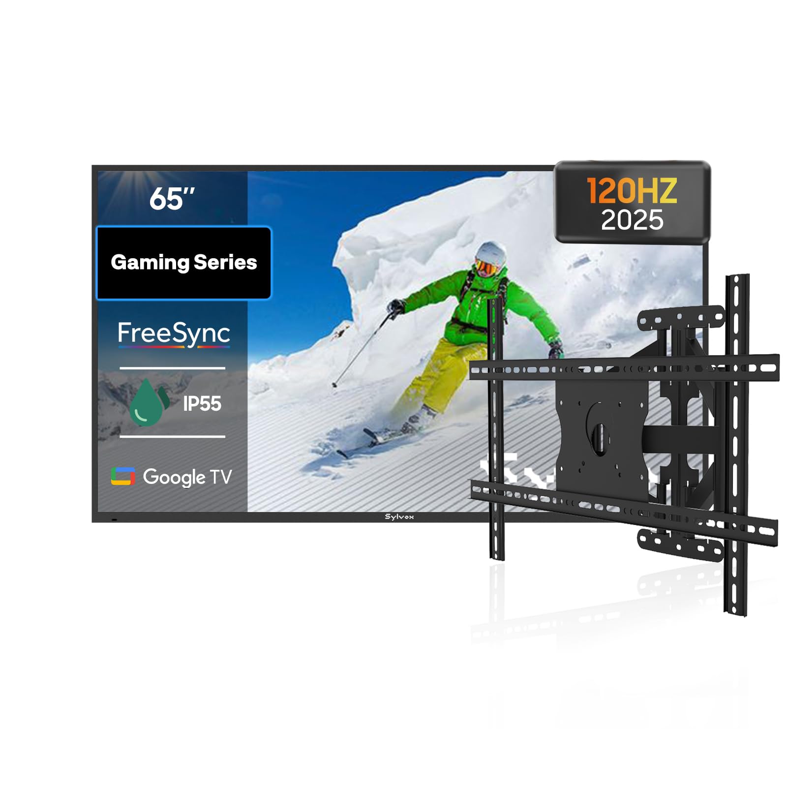 SYLVOX Bundle 65 120Hz Waterproof Outdoor TV 2025 Gaming Series Wall Mount