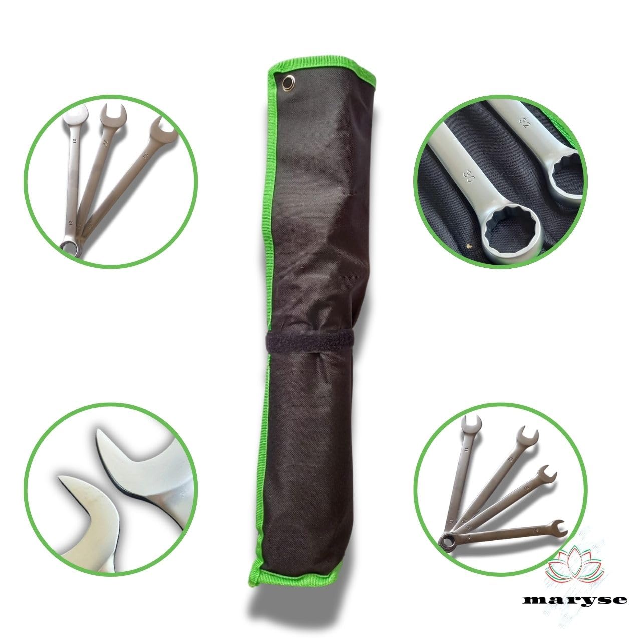 maryse Set 26 Chiavi Combinate Fisse e a Stella (Anello) - Misure 6-32mm con Comodo Astuccio in Panno - Acciaio Cromo Vanadio - Kit Professionale Completo per Meccanica, Auto, Moto, Bricolage