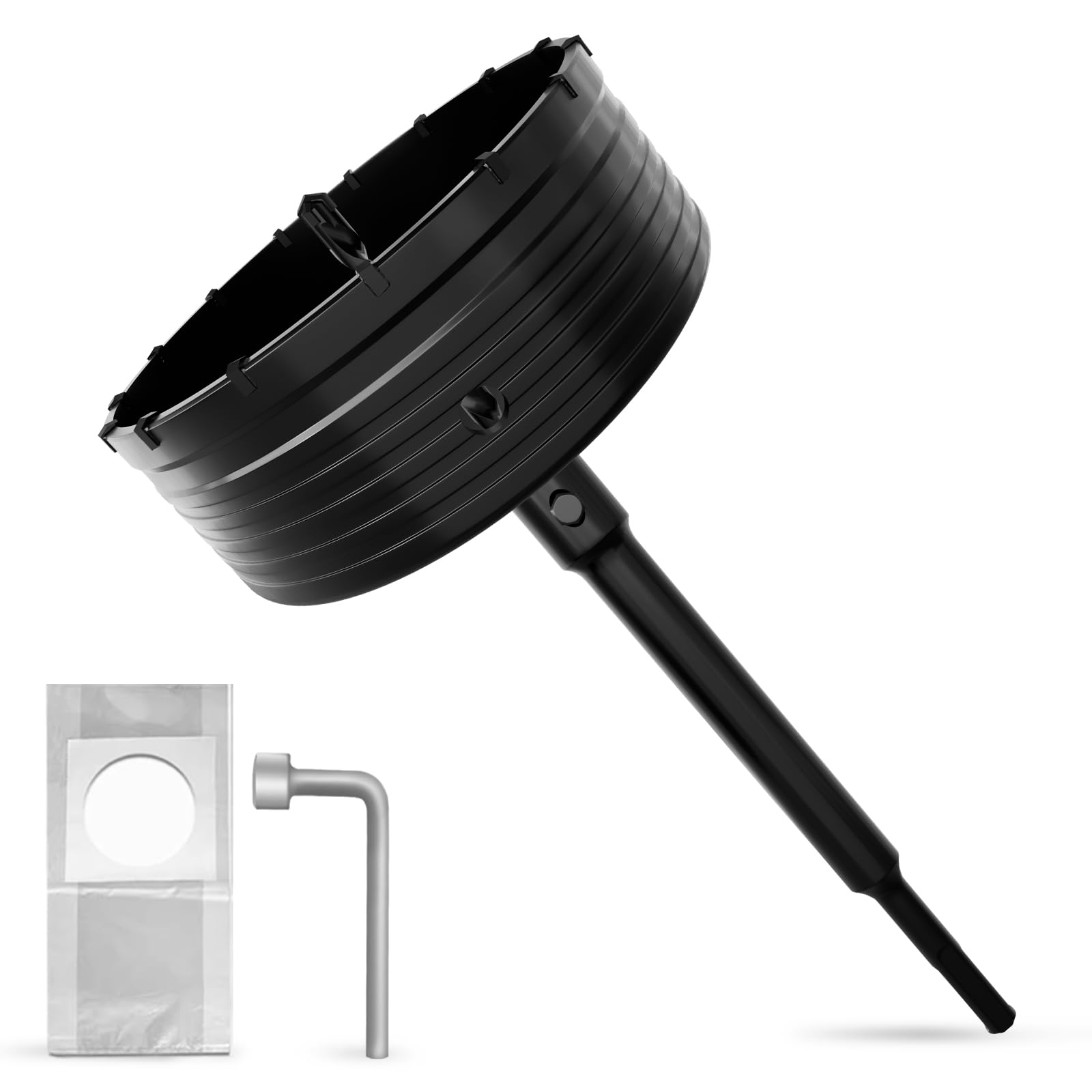 Punta per sega a tazza SDS Plus, 160 mm, con adattatore SDS Plus, 220 mm, per muratura, mattoni, cemento, pietra