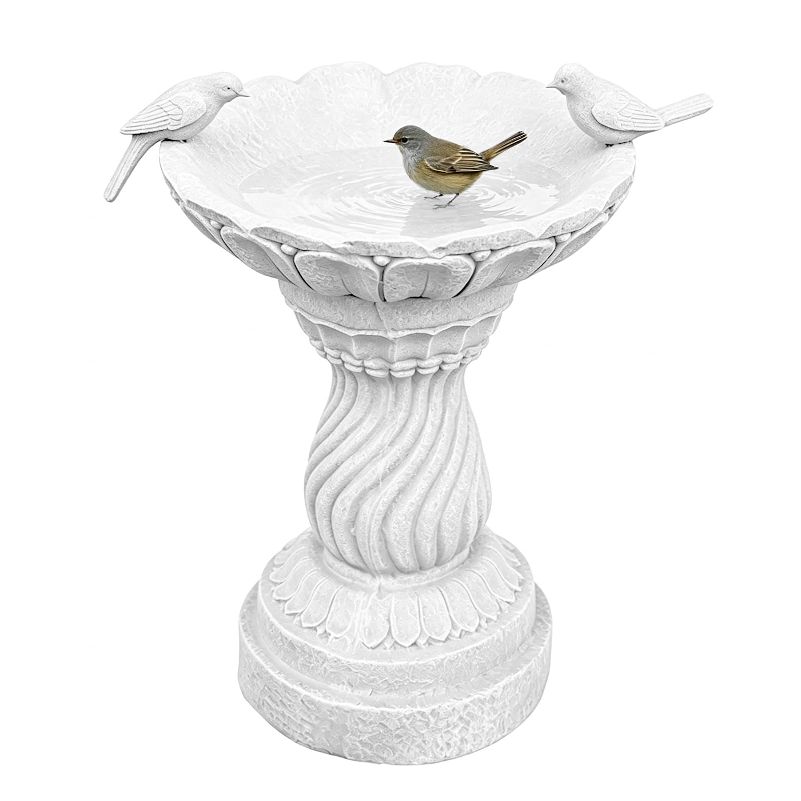16,5-Zoll-Wasserstelle für Vögel mit Sockel, freistehende Vintage-Vogeltränke mit 2 Vögeln, frostsicher, für Freunde, Familie, Geschenke, Naturliebhaber, Garten