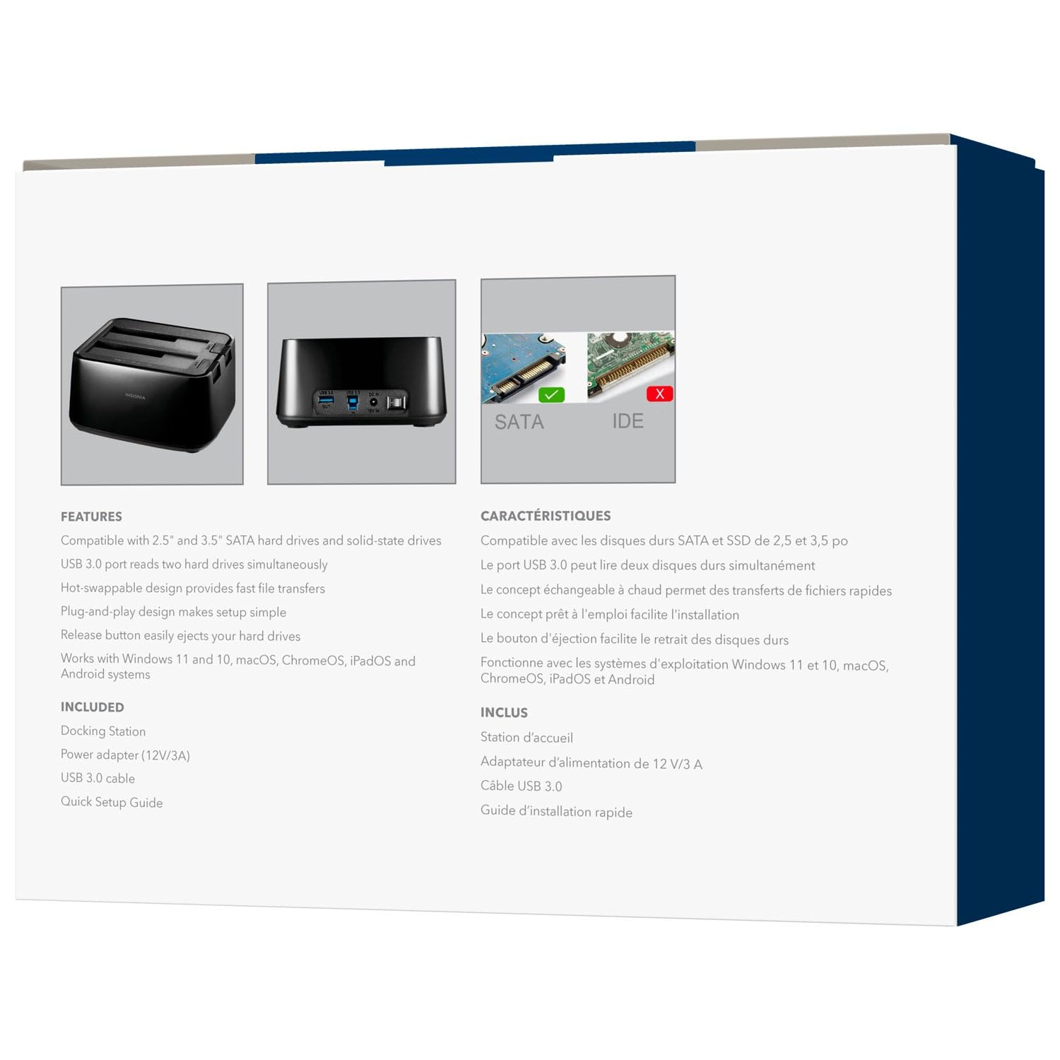 Insignia Dual Hard Drive Docking Station with 2.5 inch and 3.5 inch drives inserted