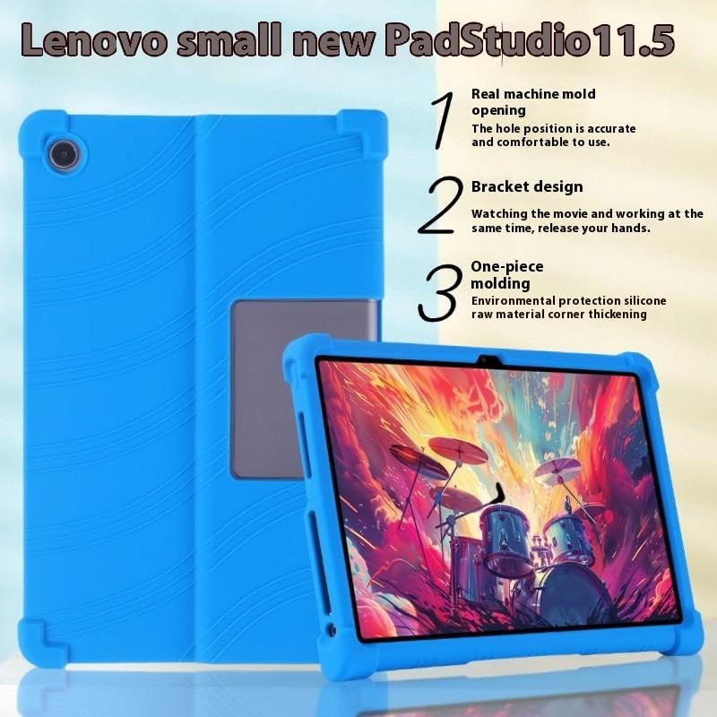 Image of for Lenovo Xiaoxin Pad Studio 11.5 inch /Tab Plus Silicone Case with Kickstand Rugged Protective Cover - Black
