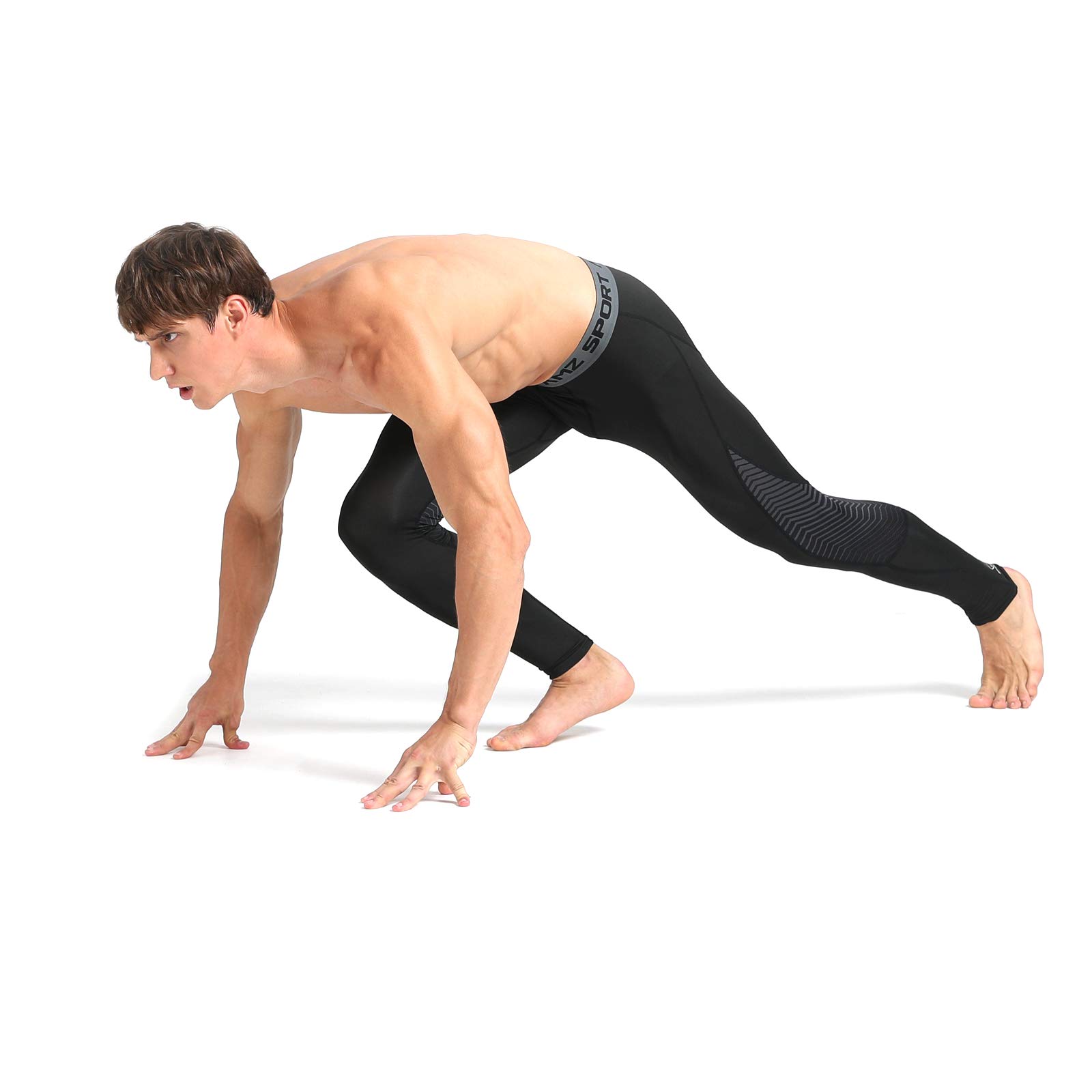 AMZSPORT Leggings a Compressione da Uomo Pantaloni Sportivi Freschi e Asciutti da Corsa Nuova Generazione