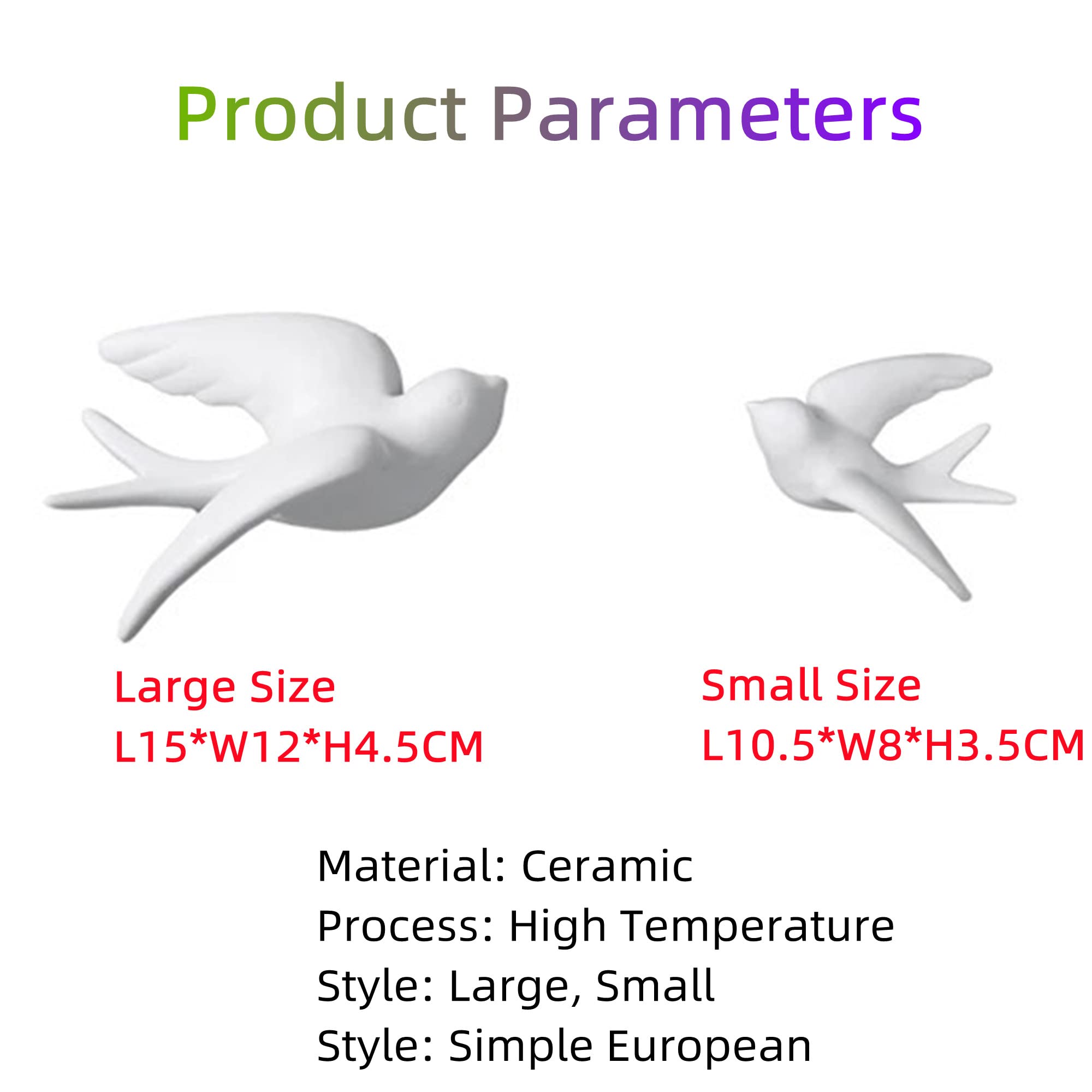 Dekoracje ścienne 3D, Biała ceramiczna rzeźba ptaka 3D, dekoracja ścienna, wisząca(Left,L)