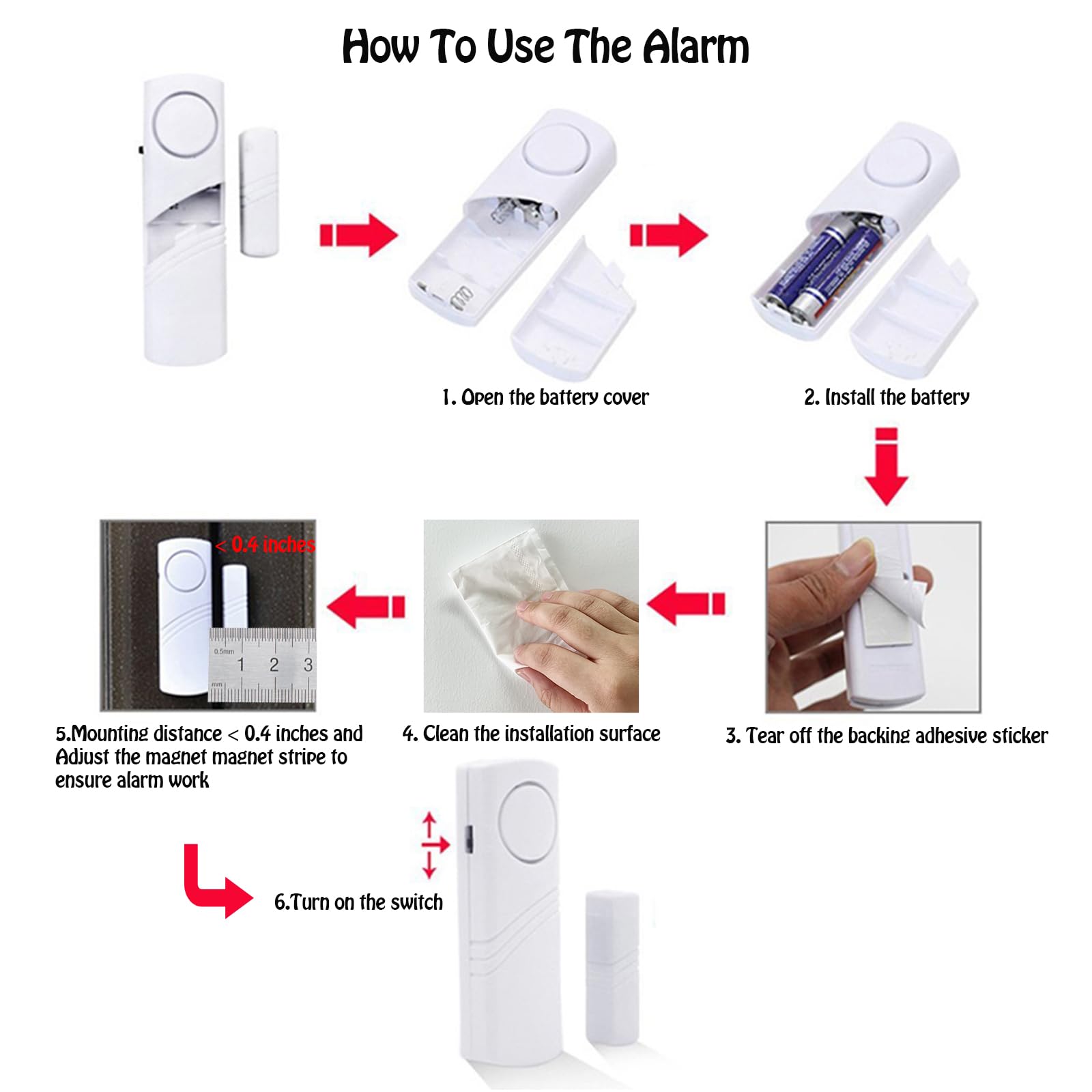 Tür-/Fensteralarm, 90 dB Türalarme für Kindersicherheit, kabelloser Sensor, Türfenster, Einbruchalarm, Fenster-Pool-Alarme für Zuhause (15 Stück)