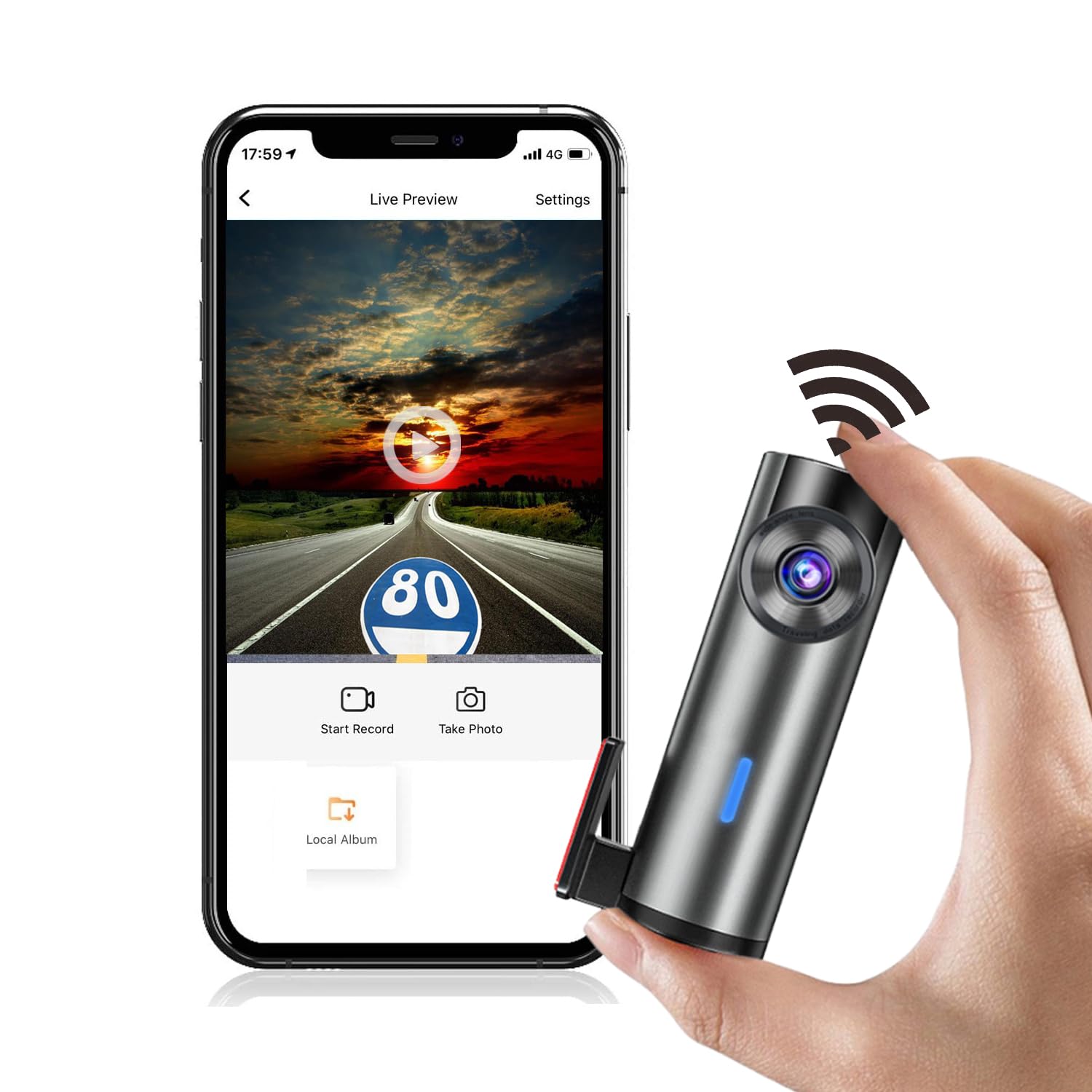 Dashcam Caméra Tableau Bord WiFi 2K Avant Voiture, Caméra Voiture 1296P Surveillance Stationnement, ADAS, Super Vision Nocturne, WDR, Grand Angle 170°, Capteur G, Enregistrement Boucle, Contrôle APP